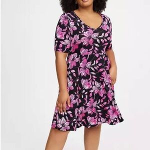 NWT Torrid Black and Pink Floral Mini Dress, 4